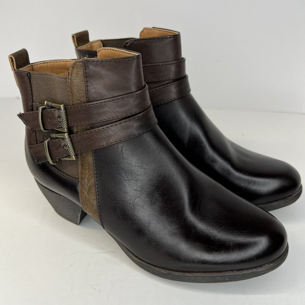 Bay Studio Brooklyn Brown Womens Size 7.5 Zippered Boots Almond Toe Block Heel View 2